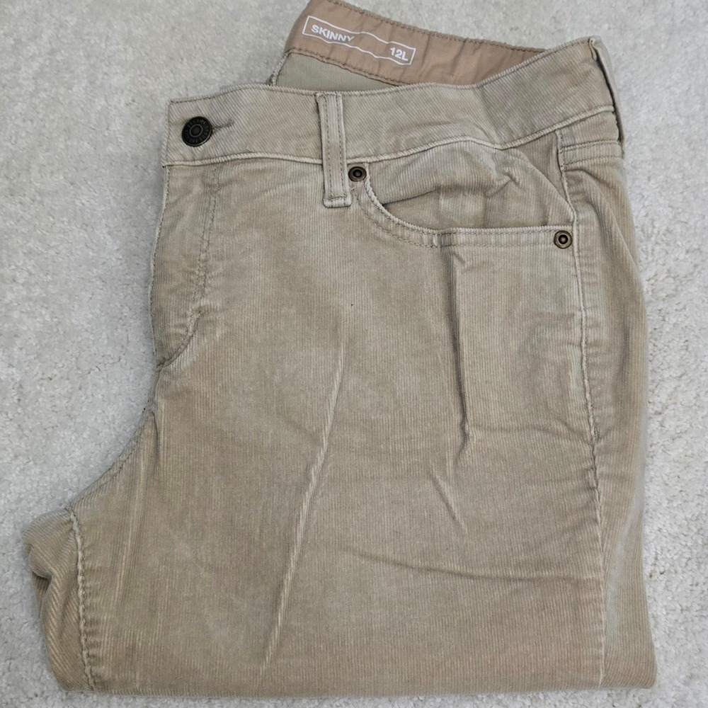 SONOMA Women Size 12 LONG Skinny‎ Stretch Corduroy Pants Tan - Picture 9 of 9
